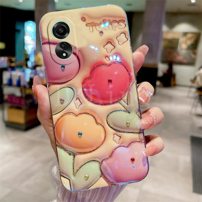 เคสโทรศัพท์มือถือพลอยเทียมหรูหราสำหรับ OPPOA58 4G ปลอกอ่อนบลูเรย์ลายดอกไม้3D 4G A78 OPPO 4G / A78 Nfc/ A58 4G / A58 Nfc/ A98 5G ฝาครอบเคสกันกระแทกกล้องซิลิโคน OPPO A78 NFC 2023