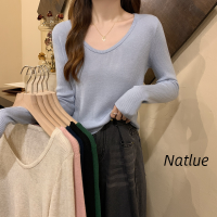 Natlux เสื้อกันหนาว ผญ เสื้อแขนยาว เสื้อกันหนาว ชิค เท่ สบาย น่ารัก WMY2300MRB 41Z231012