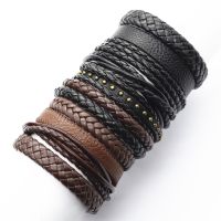 10 Pcs/set Handmade Weave Charm Wrap Leather Mens Bracelets for Women Bangles Femme Homme Male Jewellery Pulseras Mujer 2019 Charms and Charm Bracelet