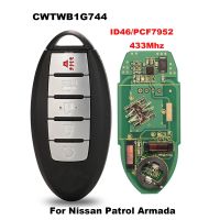 Jingyuqin CWTWB1G744ไร้สายสำหรับนิสสันพาโทรล Armada 5ปุ่ม433Mhz ชิป Pcf7952 ID46รถรีโมทอัจฉริยะที่ห้อยกุญแจ