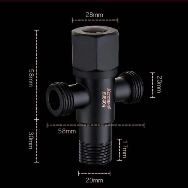 วาล์วน้ำ-วาล์วสามทางสแตนเลส-วาล์วสแตนเลส-304-แท้-วาล์วฝักบัวสแตนเลส-304-สีดำ