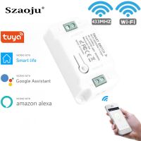 Szaoju Wifi Wireless Remote Switch Tuya Smart Life Home APP RF 433Mhz Relay Timer Module Wall Lamp Switch AC110V- 220V