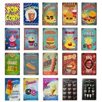 BBQ Hamburger Hot Dog Fries Menu Poster Metal Tin Signs Pub Bar Fast Food Wall