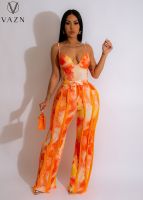 【DT】hot！ VAZN New 2023 Sleeveless Strapless Jumpsuits Elastic Pants Printed Piece Set Street