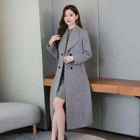 Charming เสื้อสเวตเตอร์ถักผ้าขนสัตว์หนากระเป๋า Windproof ฤดูหนาว Elegant Lady Pure สีเสื้อขนสัตว์ Elegant Coat Cold Resistant