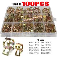✔☽ 75/100/155PCS Car Truck Spring Clips Fuel Oil Water Hose Clip Pipe Tube Clamp Fastener Assortment Kit