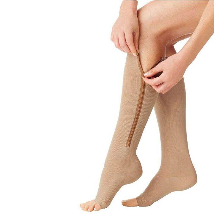 men-women-compression-zip-sox-socks-zipper-leg-support-unisex-open-toe-knee-socks