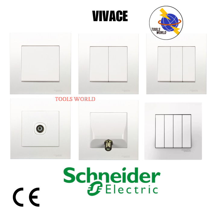 SCHNEIDER VIVACE Switch Socket [White] 13A 15A Socket 1G1W 2G1W 1G2W ...