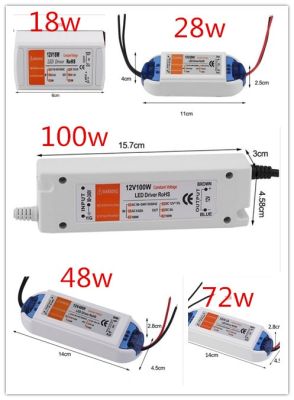 สวิตชิ่งเครื่องชาร์จไฟแปลงกระแสไฟฟ้าไฟฟ้ากระแสตรง12โวลต์18W 28W 48W 72W 100W หม้อแปลงไฟฟ้าอะแดปเตอร์ไดรเวอร์ Led สำหรับแถบรับประกันปี