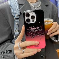 เคส iphone ผงสีดำไล่ระดับสีเคสโทรศัพท์มือถือ Apple 14Pro iPhone 13 ฟิล์ม 12 หญิง 11 เคสแข็ง xsmax/xr/8plus