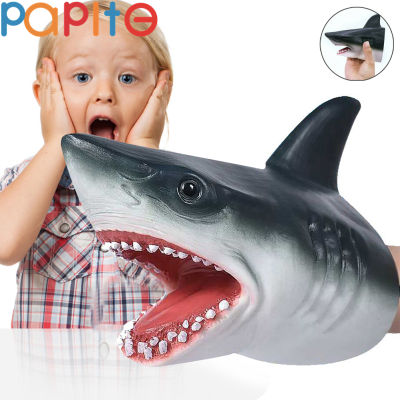 PAPITE【On Sale】Childrens Soft Rubber Animal Gloves Toy Simulation Shark Puppet Hand Animal Dinosaur and Model R4W1