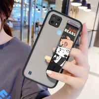 UCUC เคสโทรศัพท์เคสสำหรับ Realme C21กันกระแทก Frosted กลับการ์ตูนหมี กรณีเคสใส่โทรศัพท์ Soft Edge Full ฝาครอบเลนส์ป้องกันเลนส์โทรศัพท์บางเฉียบกรณี (สายรัดข้อมือ) Realmi C21