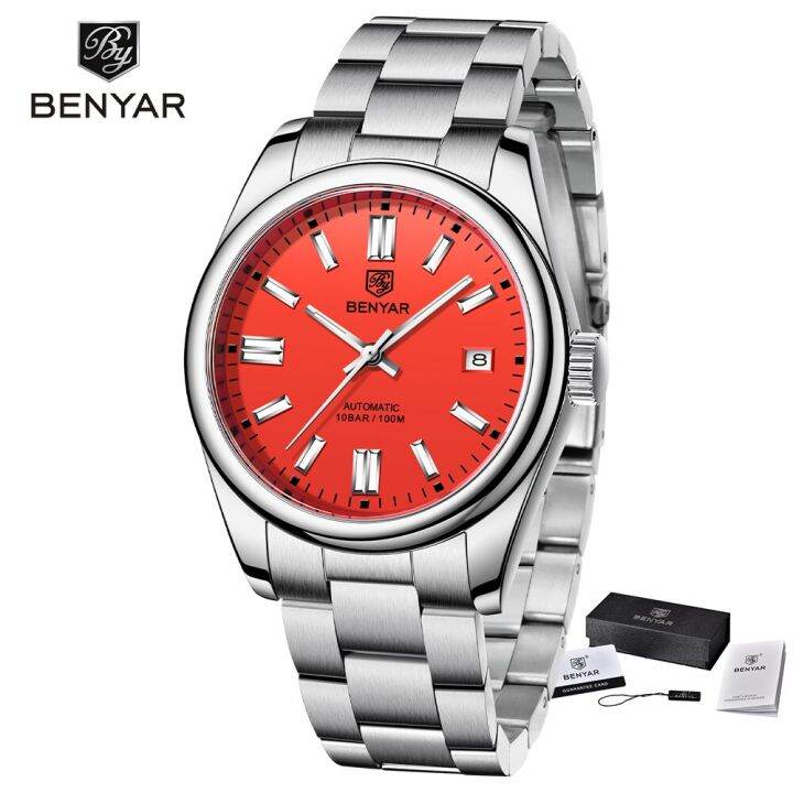 benyar-wristwatches10bar-กลไกจักรกลสำหรับผู้ชาย-นาฬิกาดำน้ำสแตนเลสนาฬิกาออโตเมติกผู้ชายกีฬากันน้ำหรูหรา2023ใหม่