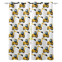 Yellow Excavator Mechanical Car Luxury Home Curtains Home Supplies Living Room Bedroom Custom Curtains