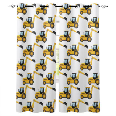 Yellow Excavator Mechanical Car Luxury Home Curtains Home Supplies Living Room Bedroom Custom Curtains