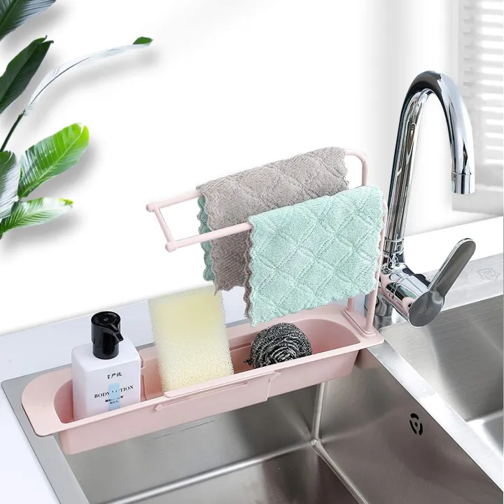 Telescopic Sink Rack Holder Expandable Storage Drain Basket Dish Rack