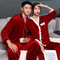 I LINGERI Couple Sleepwear Pyjama Sweet Velvet Warm Pajama Set y Lingerie Underwear Suit Fashion Lovers SLEEP CLOTHES