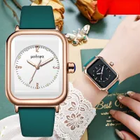 นาฬิกาผู้หญิงสี่เหลี่ยมแฟชั่นเกาหลีนาฬิกาข้อมือควอตซ์สำหรับสุภาพสตรีรุ่น Jam Perempuan