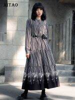 XITAO Dress Single Breasted Casual Women Fashion Full Sleeve Dress