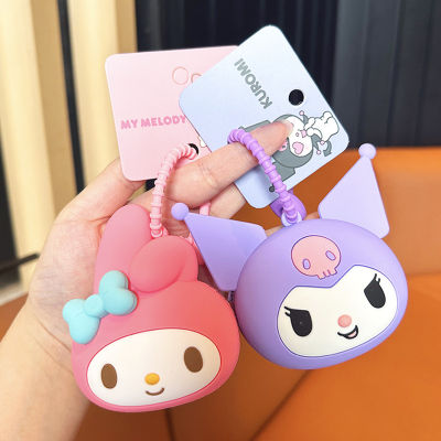 Sanrio My Melody Cinnamoroll Kuromi ซิลิโคนเหรียญกระเป๋า Keyring กระเป๋าจี้น่ารักอะนิเมะตุ๊กตาหูฟังกระเป๋าพวงกุญแจของเล่นของขวัญ