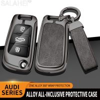 {Lili Car product} กุญแจรถหนังสังกะสีอัลลอยปุ่ม Cases3ป้องกันการพับได้ปกสำหรับ Audi A1 A3 A6 Q2 Q3 Q7 TT TTS R8 S3 S6 RS3อุปกรณ์ RS6