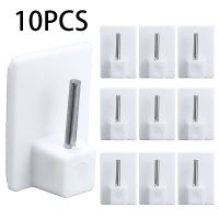 10Pcs Rectangle Self Adhesive Hooks Stick On Curtain Wire Hooks PVC Frame Self Adhesive Net Rail Rod Pin Bathroom Towel Holder