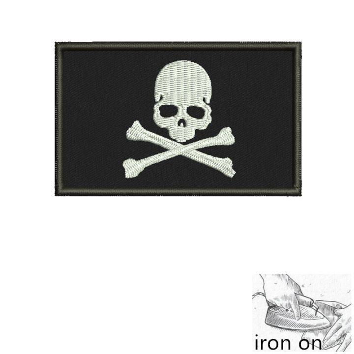 new-skull-logo-embroidery-cloth-hook-and-loop-patch-backpack-tactical-morale-badge-applique-for-jacket-jeans-bag-hat-adhesives-tape