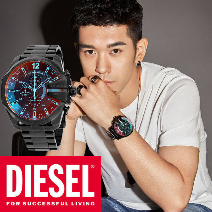 Real Photo)Original Diesel Mega Chief Chronographs Black Stainless