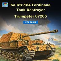 ทรัมเป็ตเตอร์07205หุ่นประกอบ1/72ชุดแบบจำลองย่อขนาด Sd Kfz.184เฟอร์ดินานด์รถถังพิฆาตสำหรับเขื่อนจำลองฮอย DIY