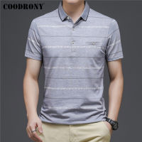 COODRONY Brand Business Casual Short Sleeve Polo-Shirt Men Clothes Spring Summer New Arrival Slim Fit Striped Cotton Tops C5155S