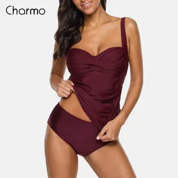 Charmo Women Bikini Set Halter Swimwear High Neck Swimsuit Vintage