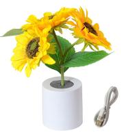 Decorative Ambient Light Power Switch Button 600mAh Battery Simulated Sunflower Shape LED Light Bedroom Night Lights