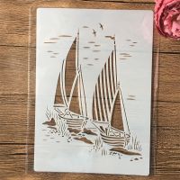 A4 29 ซม.2 Sail เรือ Marine DIY Layering Stencils ภาพวาดสมุดภาพสี Embossing อัลบั้มตกแต่งแม่แบบ-hsdgsda