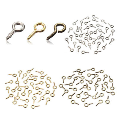 100pcs Variety size Mini Eye Pins Eyepins Hooks Eyelets Screw Threaded Peg