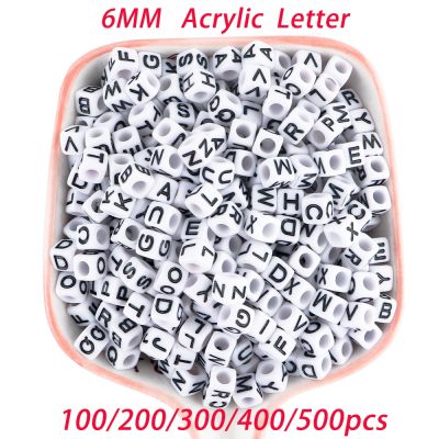 ▽ 100-500Pcs 6MM Cube Letter Acrylic Beads Loose Spacer Alphabet Beads 7x4MM Round Letter For Jewelry Making DIY Accessories
