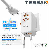 Universal Travel Adapter 100W GaN Dual Type C Ports for Phones Ipad MACBOOK ,TESSAN Type C Adaptor Universal Adapter, Worldwide Travel Adapter, All-in-one Outlet Adapter Converter SG USA to Europe UK EU AUS (Type C/G/A/I)