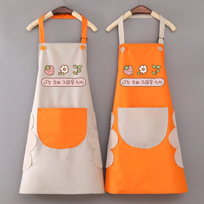 Oil Proof Apron Large Pocket Apron Waterproof Work Clothes Catering Work Clothes Household Apron Catering Apron