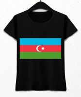 Azerbaijan Flag Printing T Shirt Printing Only One Side Front Or Back Combed Fabric