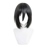 Mikasa Ackerman Black 35Cm Short Bob Cosplay Wig Anime Attack On Titan Heat Resistant Cosplay Hair Wig + Wig Cap