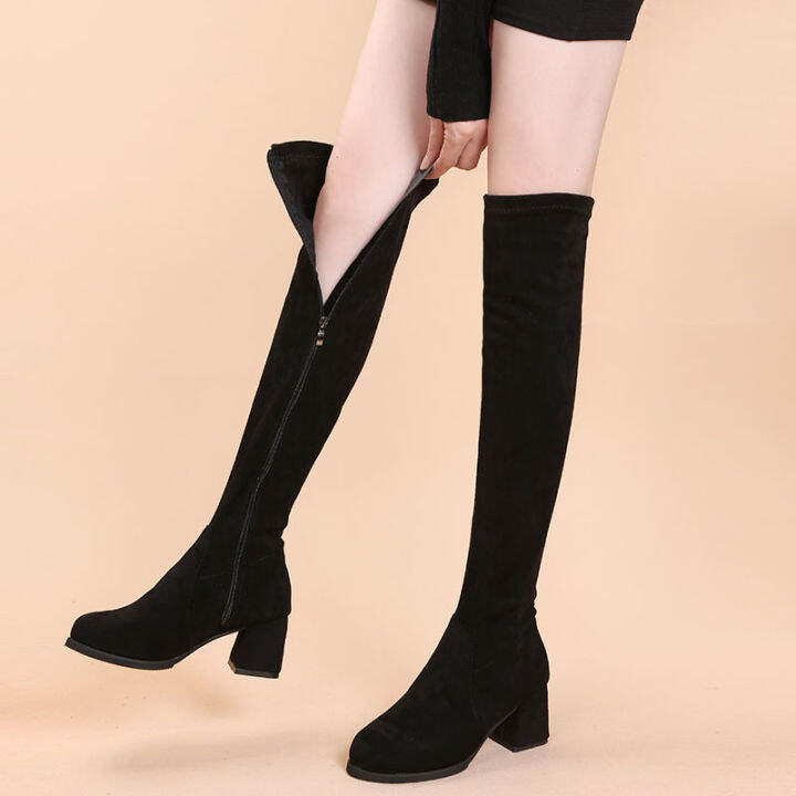 Dzf651 Zipper High Leg Boot Autumn Long Boots Female Below The Knee 