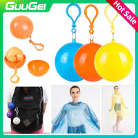 GUUGEI Keychain Raincoat Ball Portable Disposable Adult Rain Coat Travel Outdoor Hooded Long Sleeve Raincoat