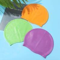 【health】 WATTLE Waterproof Swimming Cap Adult Children Kids Protect Ears Shower Caps Ultra thin Silicone Durable Bathing Long Hair/MulticolorTH