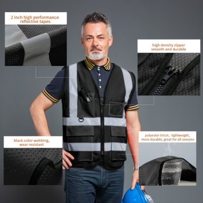 High Visibility Signal Vest Custom Logo Work Safety Jacket Reflective Safety Vest To Work For Men Luminous Vest Fluorescent