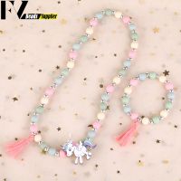 33 Style Colorful Wooden Cute Animal Flower Cartoon Children 39;s Necklace Bracelet Girl 39;s Child Jewelry Kids Toys Birthday Gifts