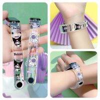 Kawaii Sanrio Kuromi Fashion Student Lovers Intelligent Wristband Watch Transparent Strap Durable Usb Charging Festival Gift