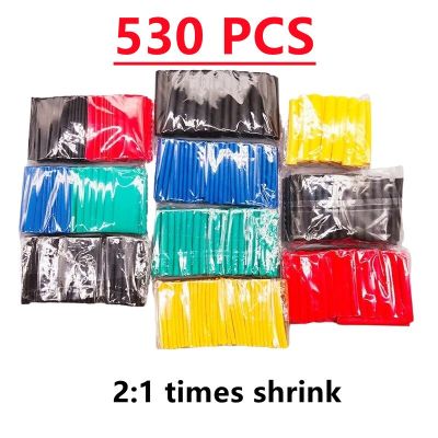 530pcs/Set Polyolefin Shrinking Assorted Heat Shrink Tube Wire Cable Insulated Sleeving Tubing Set 2:1 Waterproof Pipe Sleeve Electrical Circuitry Par