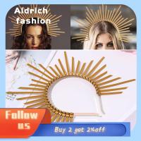 ALDRICH FASHION วันฮาโลวีน ของขวัญรัศมี Zivyes ที่คาดผม Halo Crown ที่คาดผม มงกุฎดอกไม้ มงกุฎทองคำ