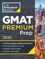 9780525570462 THE PRINCETON REVIEW GMAT PREMIUM PREP, 2022: 6 REALISTIC COMPUTER-ADAPTIVE PRACTICE TESTS+REVIEW