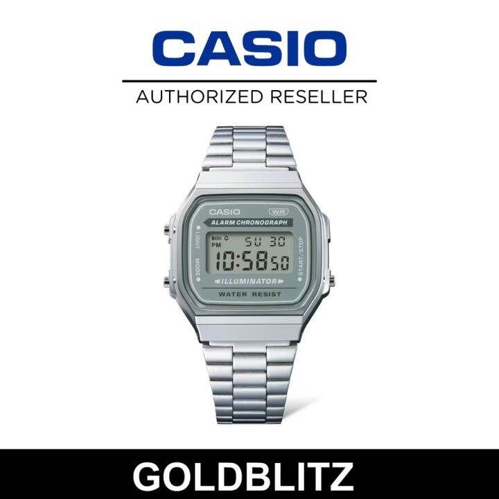 Casio A168WA-3A Vintage Digital Stainless Steel Classical Unisex Watch ...