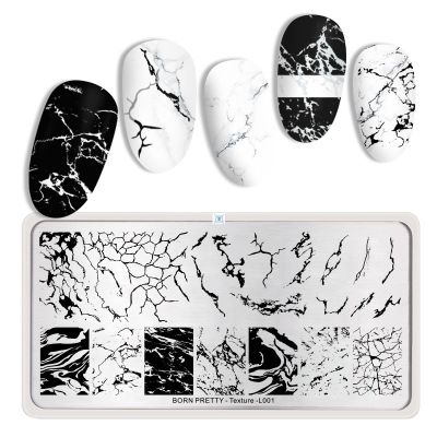 BORN PRETTY Rectangle NailStamping Plates Marble Texture